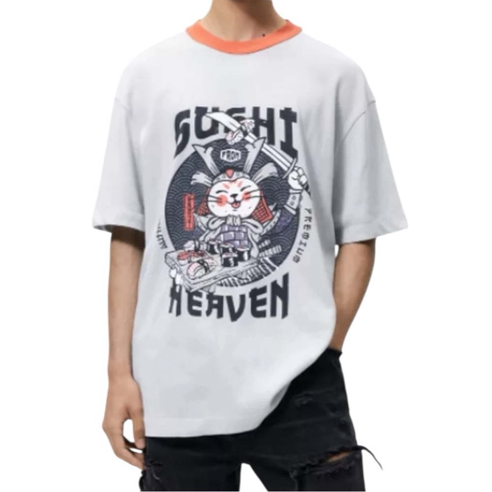 Zara Sushi From Heaven Graphic Ringer Tee